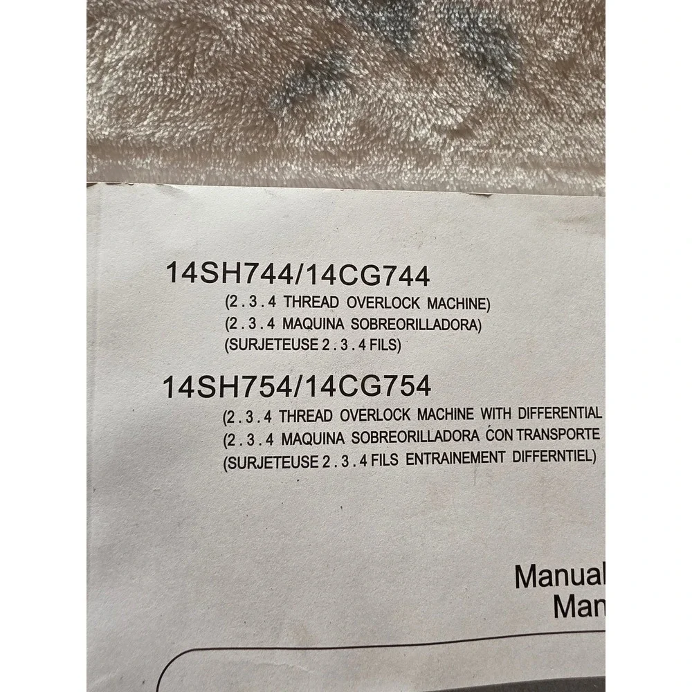 Singer‎ Overlock Manual 14SH744 14CG744 14SH754 14CG754 Operators Guide Serger